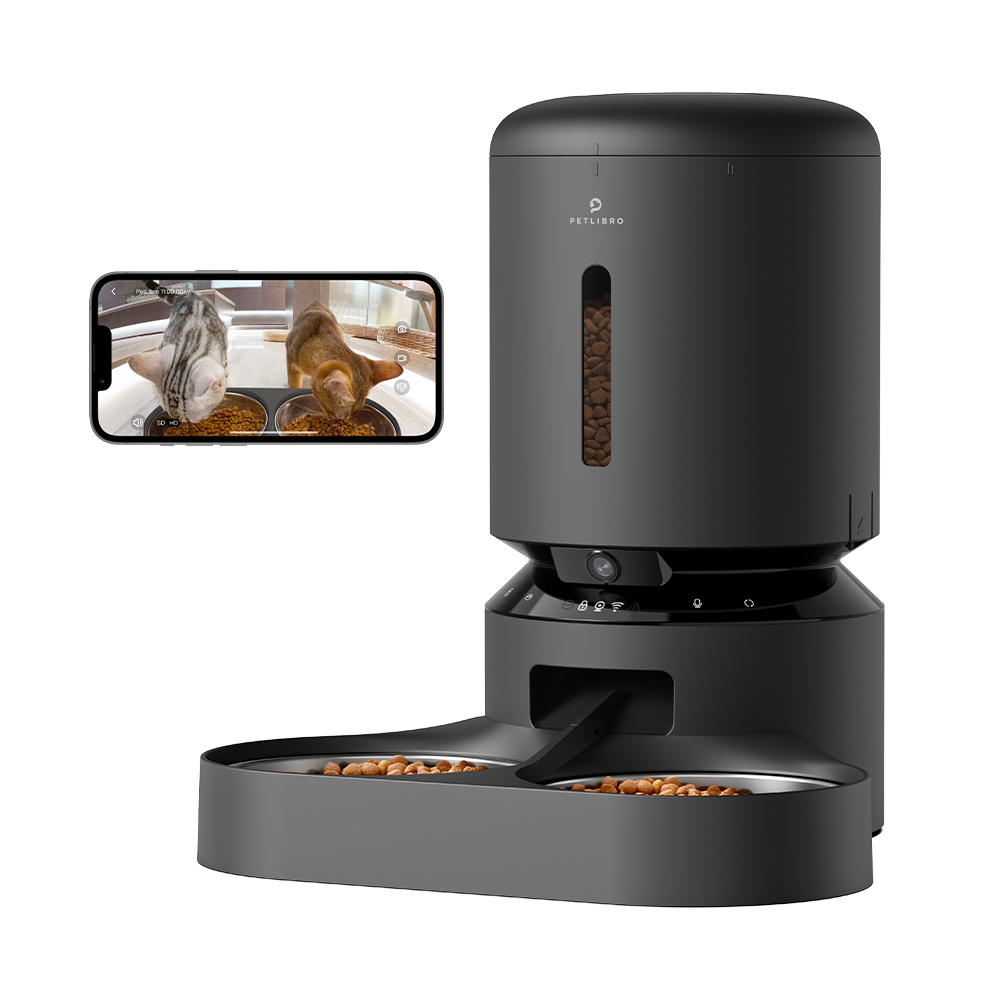 PETLIBRO Granary Automatischer intelligenter Haustierfutterautomat mit Kamera, Schwarz / Duale Schale