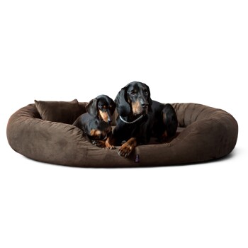 Tierlando ® Orthopädisches Hundebett Sammy VISCO | High-Tech-Velours | L - XXXXL braun 1,4 m, 30 cm, 1,05 m