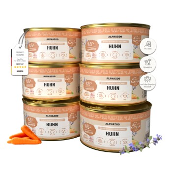 ALPHAZOO Nassfutter Monoprotein Huhn 6x200g für Katzen