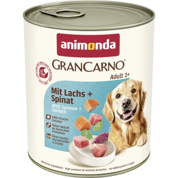 animonda GranCarno Original Nassfutter Hund Adult, Lachs und Spinat 12x800 g