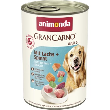 animonda GranCarno Original Nassfutter Hund Adult, Lachs und Spinat 6x400 g