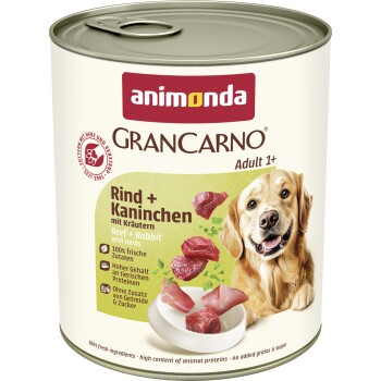 animonda GranCarno Original Nassfutter Hund Adult, Rind und Kaninchen mit Kräutern 6x800 g