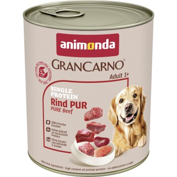 animonda GranCarno Single Protein Nassfutter Hund Adult, Rind pur 12x800 g