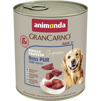 animonda GranCarno Single Protein Supreme Nassfutter Hund Adult, Ross pur 24x800 g