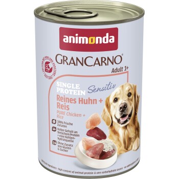 animonda GranCarno Sensitiv Nassfutter Hund Adult, Huhn und Reis 24x400 g