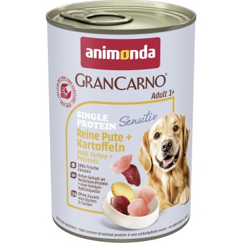 animonda GranCarno Sensitiv Nassfutter Hund Adult, Pute und Kartoffel 6x400 g