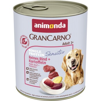 animonda GranCarno Sensitiv Nassfutter Hund Adult, Rind und Kartoffel 6x800 g