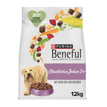 Beneful Purina Trockenfutter Hund, Senior, Glückliche Jahre 7+, Huhn und Gartengemüse 12 kg