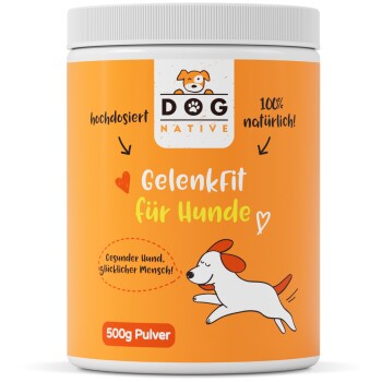 Dog-Native GelenkFit für Hunde, natürliches Gelenkpulver, Gelenk Fit Pulver mit Grünlippmuschel, MSM, Kollagen & Chondroitin für Gelenke & Knochen 500 g