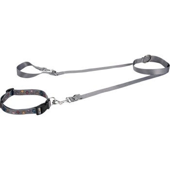 FIT+FUN Halsband+Leine Set dunkelgrau M