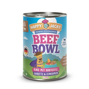 HAPPY JACKY Nassfutter Monoprotein Rind und Kartoffel 12x410 g