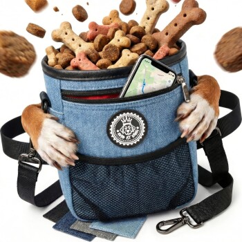 HUND IST KÖNIG ® Premium Leckerlibeutel für Hunde | Robuster Futterbeutel Hunde mit viel Stauraum blau / rot