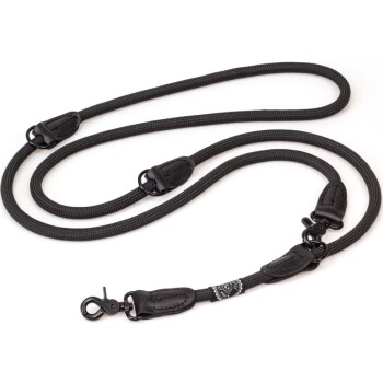 HUND IST KÖNIG ® 2,3 m verstellbare Führleine für Hunde schwarz 1,2 cm, 2,3 m