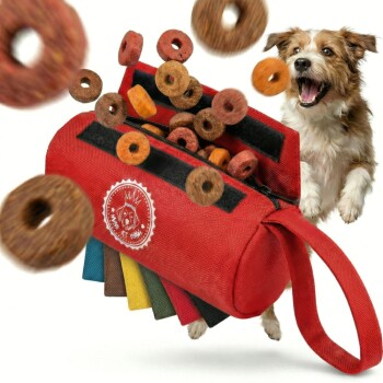 HUND IST KÖNIG ® Futterbeutel Hund | Futterdummy Hunde | Apportierbeutel für Hunde mit Handschlaufe rot