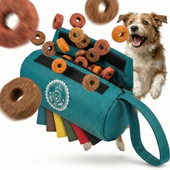 HUND IST KÖNIG ® Futterbeutel Hund | Futterdummy Hunde | Apportierbeutel für Hunde mit Handschlaufe petrol