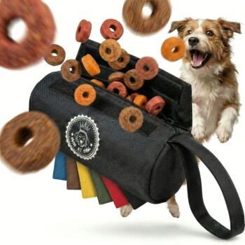 HUND IST KÖNIG ® Futterbeutel Hund | Futterdummy Hunde | Apportierbeutel für Hunde mit Handschlaufe schwarz