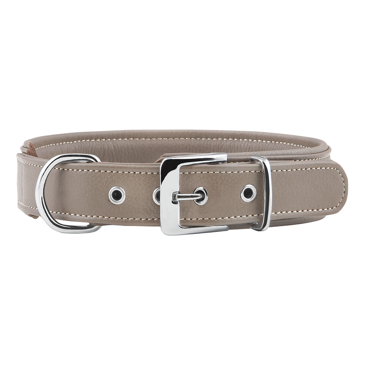 Knuffelwuff weiches Echtleder Hundehalsband Glendale Stone 43-50cm, 4cm