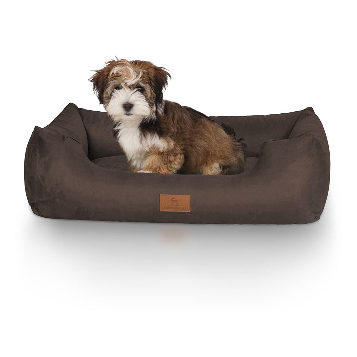Knuffelwuff Hundebett Dreamline aus Velours M-L 85 x 63cm Braun