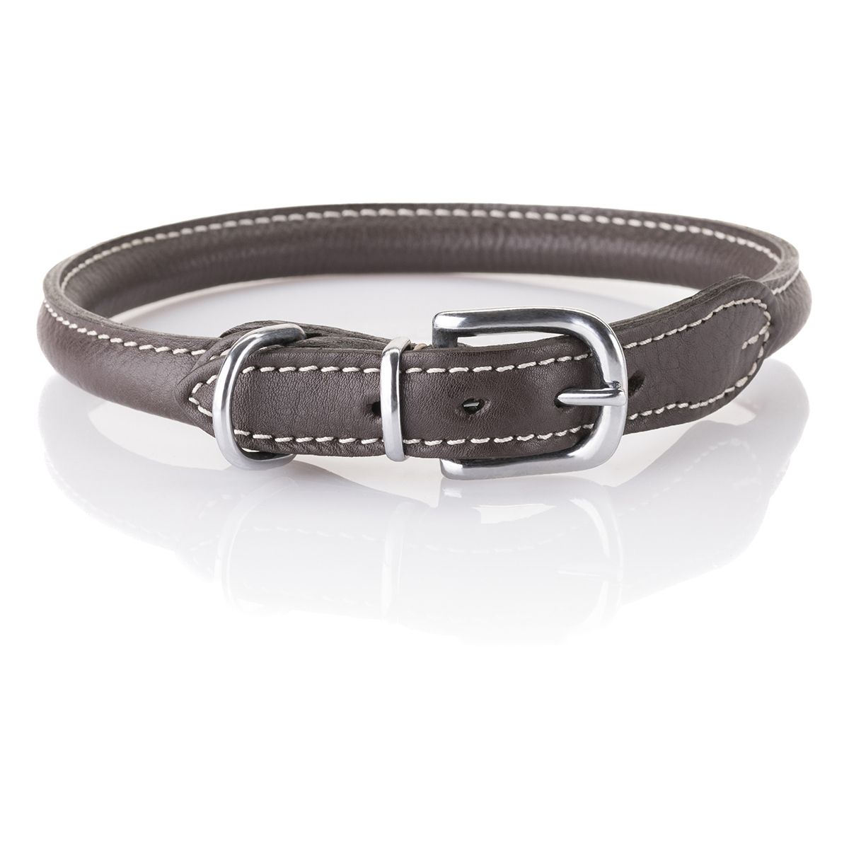 Knuffelwuff weiches Echtleder Rundhalsband Hoopa Braun 33-37cm, 8mm