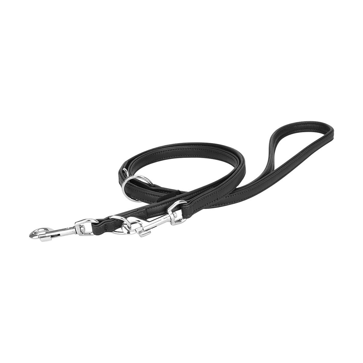 Knuffelwuff weiche verstellbare Echtleder Hundeleine Ticino Schwarz, Länge 200cm, Breite 2,0cm