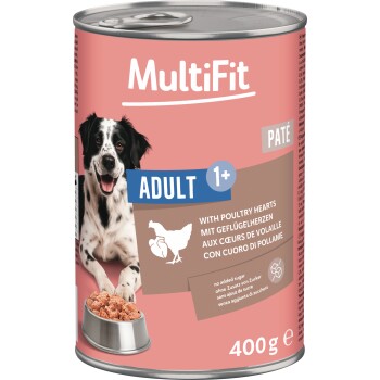 MultiFit Nassfutter Hund Pastete Geflügelherzen 6x400 g