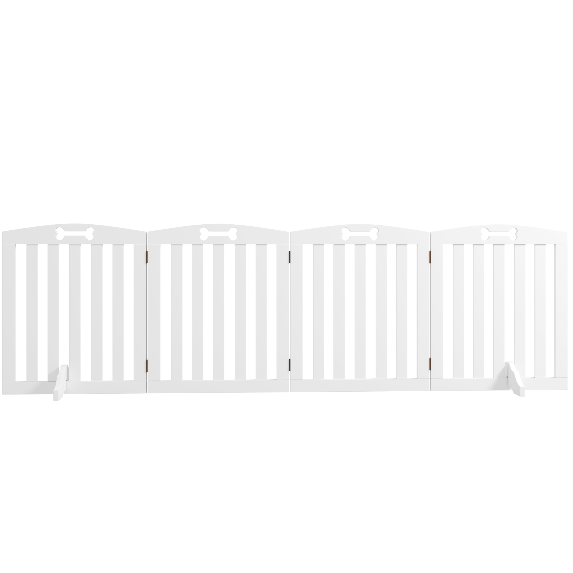 PawHut Absperrgitter Hund 4-teilig, 207,5 x 61 cm Faltbar Türschutzgitter mit 2 Stützfüßen, Freistehend Hundegitter, Treppengitter für mittelgroße Hunde, für Flur, Treppe, Weiß Aosom