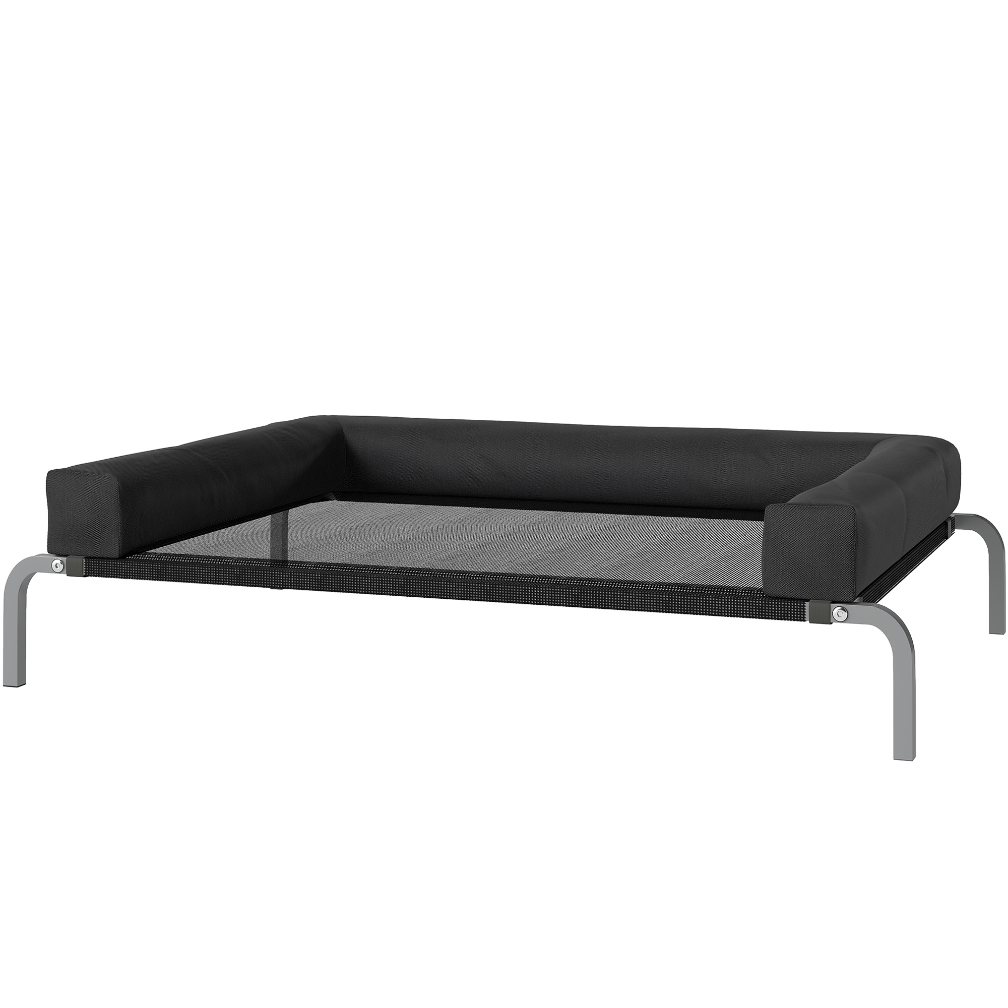 PawHut Erhöhtes, kühlendes Hundebett, tragbares Hundelager für drinnen und draußen, mit U-förmigem Kissen, atmungsaktivem Mesh, bissfest, 110 x 75 x 30 cm, schwarz Aosom