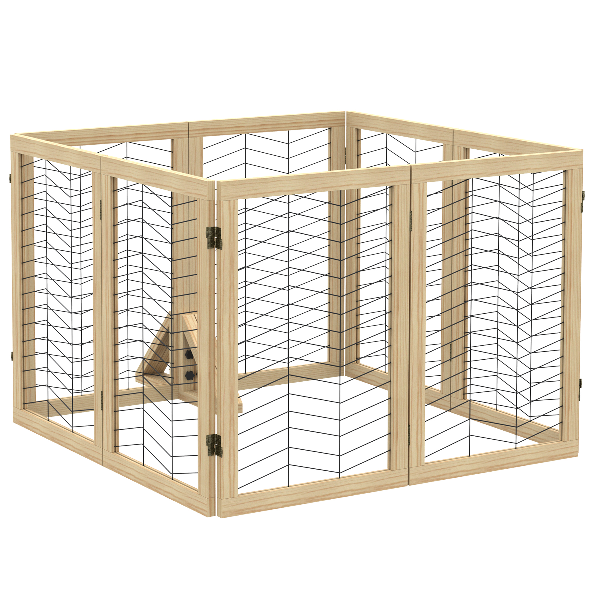 PawHut Hunde Absperrgitter Holz Türschutzgitter klappbar 8 Platten Treppenschutzgitter 375x44x70cm für Sicherheit im Zuhause Aosom.de