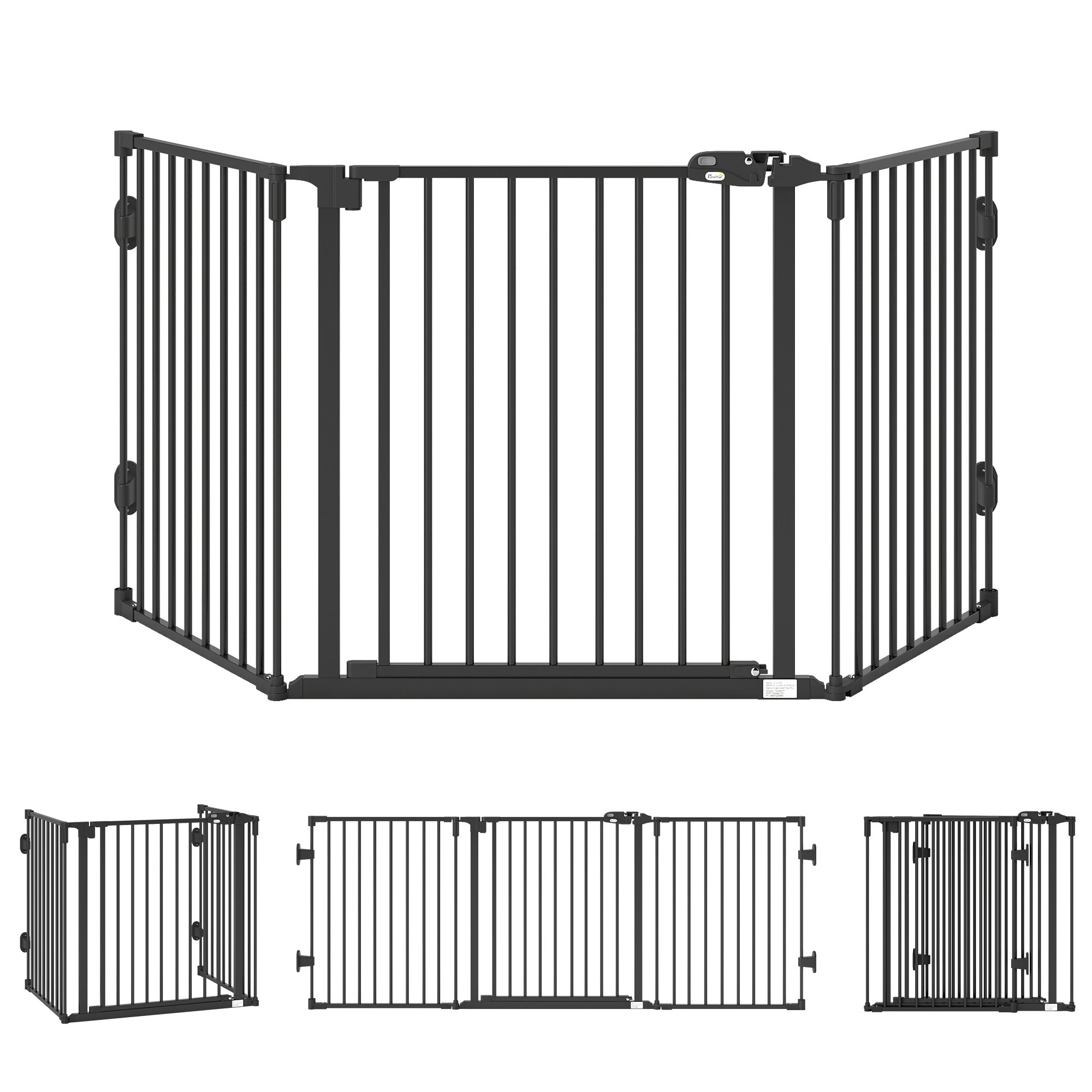 PawHut Hunde Absperrgitter mit automatischer Tür Verstellbar, klappbar, 3 Paneele, 202,5x76cm Aosom