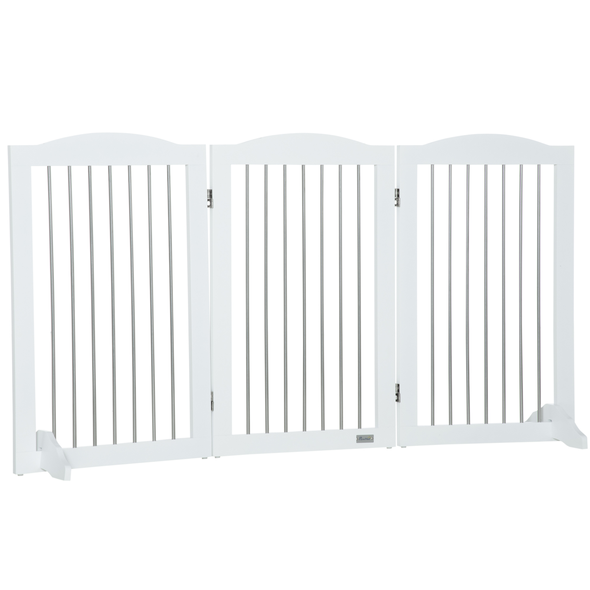 PawHut Hunde Absperrgitter Türschutzgitter klappbar Hundegitter Ständer 3 Platten Treppenschutzgitter Weiß 154x30x80cm Aosom