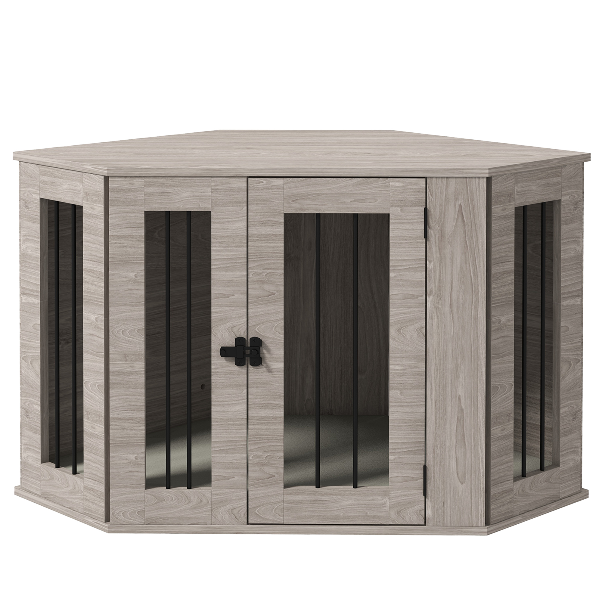 PawHut Hundebox eckige Hundehütte mit Kissen und Türriegel, für mittelgroße Hunde, Walnuss, 104x55x63cm Aosom.de