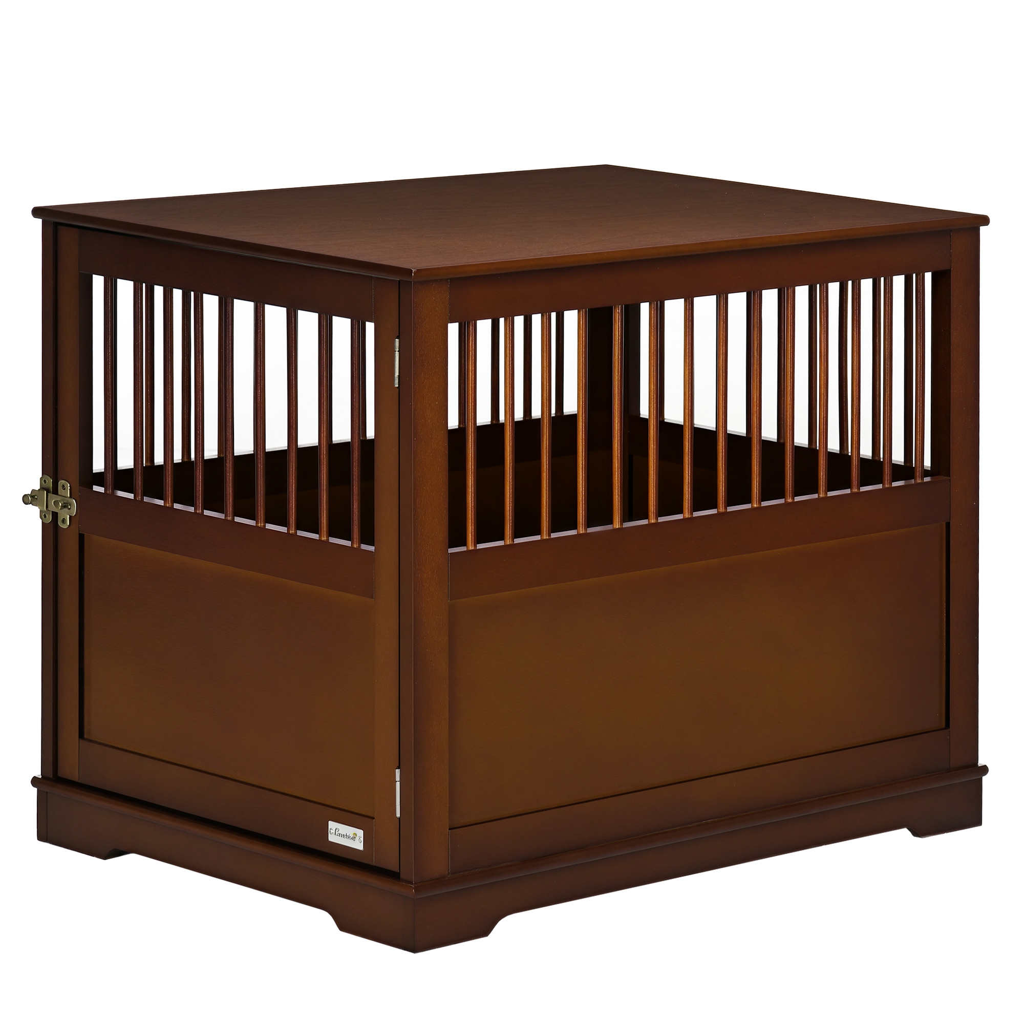 PawHut Hundebox mit Tischplatte stilvolle Hundehütte für mittelgroße Hunde Indoor abschließbare Tür Braun 80,5x59,5x67,5cm Aosom.de