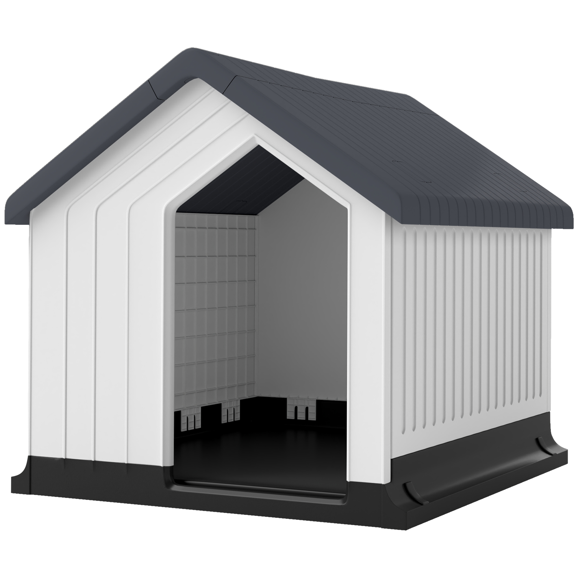 PawHut Hundehütte, Hundehaus mit Asphaltdach, Fenster, Wetterfest Kleintierhaus, Hundehöhle für Mini und kleine Hunde Grau 62 x 61 x 60 cm Aosom