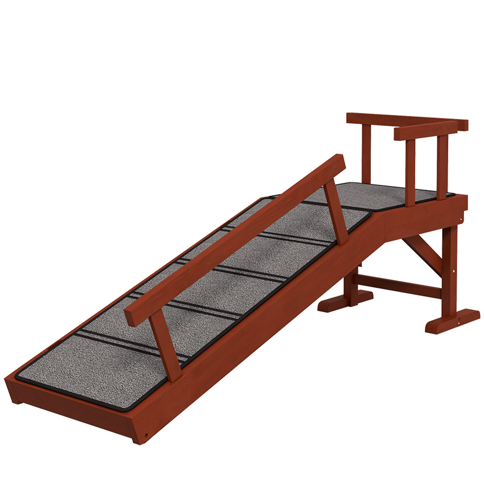 PawHut Hunderampe Haustierrampe mit abnehmbaren Geländern, Rutschfest Kofferraumrampe, Hundeeinstiegshilfe für Haustiere bis 30 kg, 125 x 40 x 56 cm, Grau Aosom