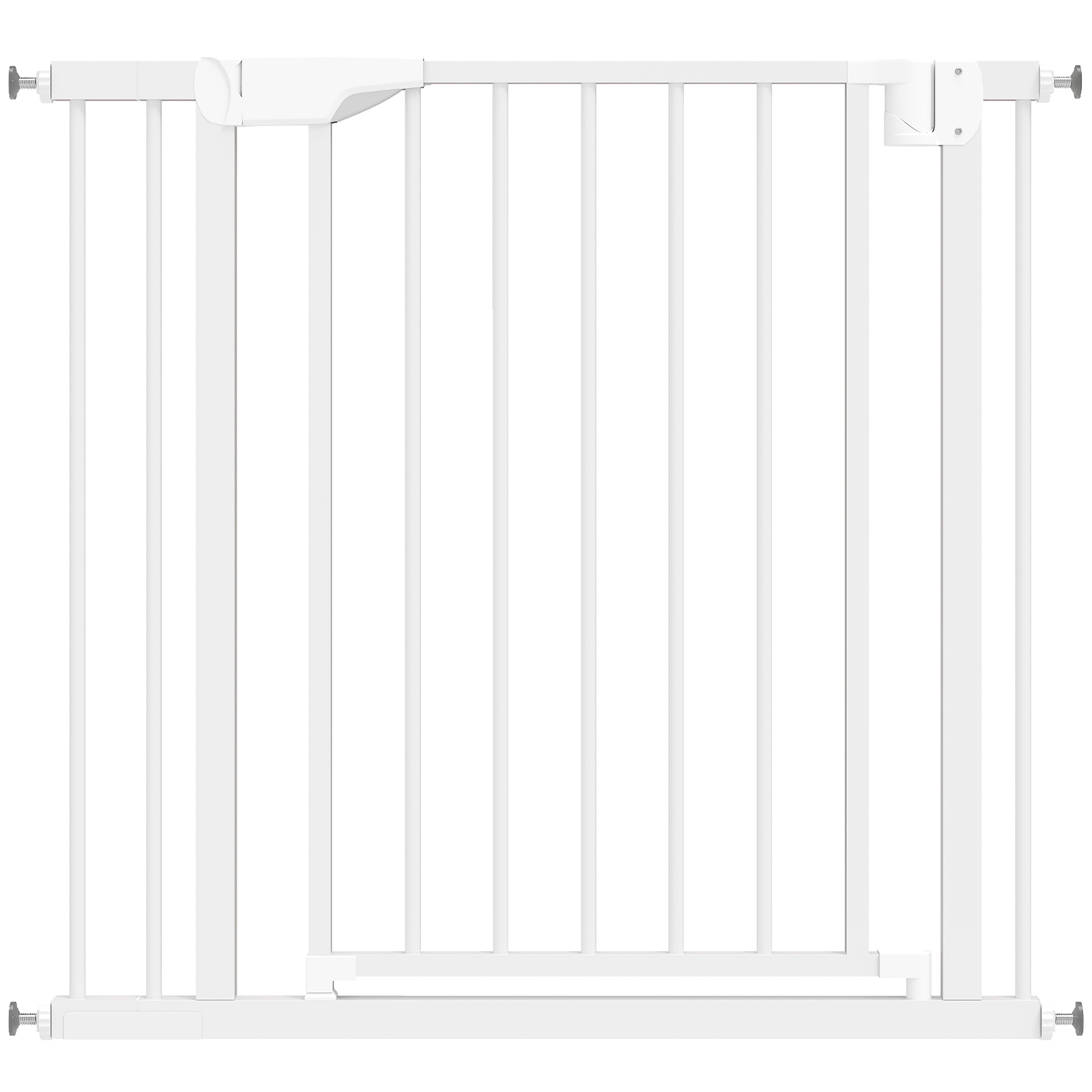 PawHut Treppenschutzgitter Absperrgitter Hund Schutzgitter ohne Bohren 76-89 x 76 cm Türschutzgitter mit Verlängerung automatische Schließung Beidseitige Einhand Öffnung für Kinder Küche Treppe Weiß Aosom