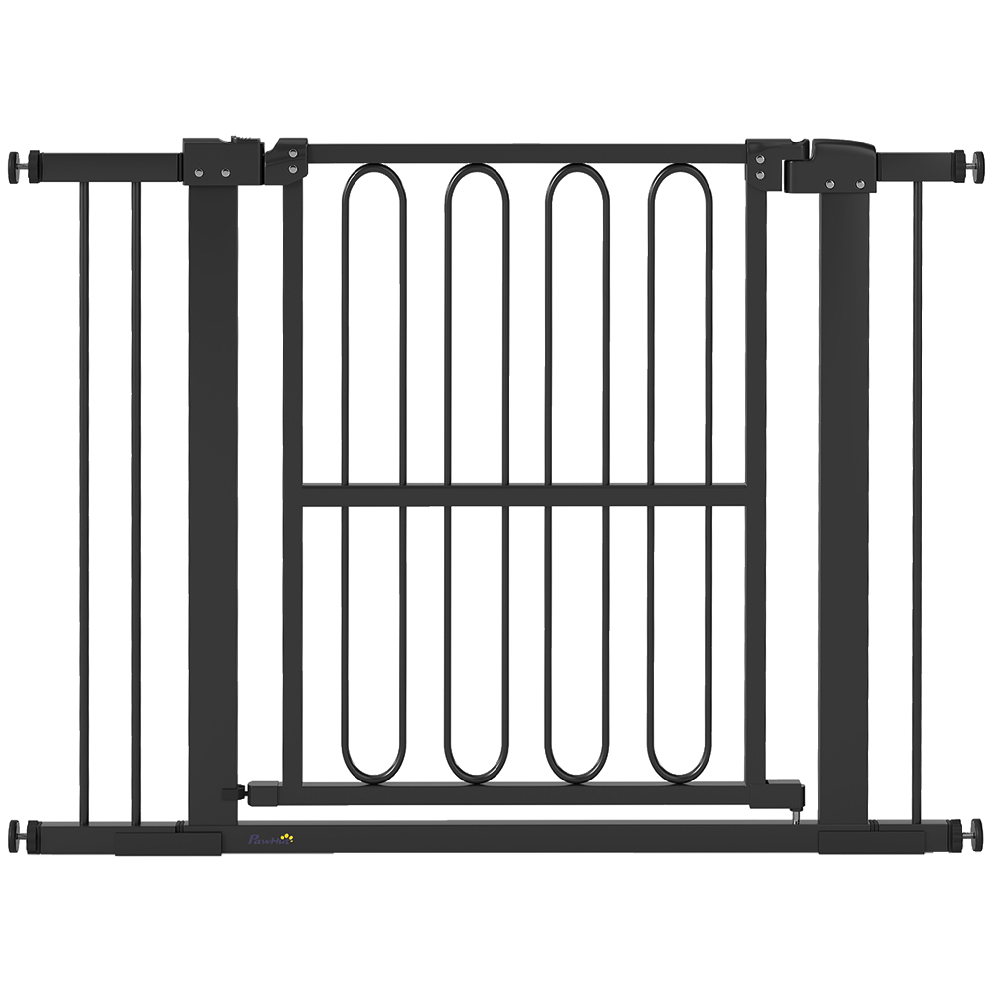 PawHut Treppenschutzgitter Türschutzgitter Absperrgitter ohne Bohren 76-104 cm Schutzgitter aus Stahl für Hunde, Haustiere Treppen, Tür, Weiß Aosom