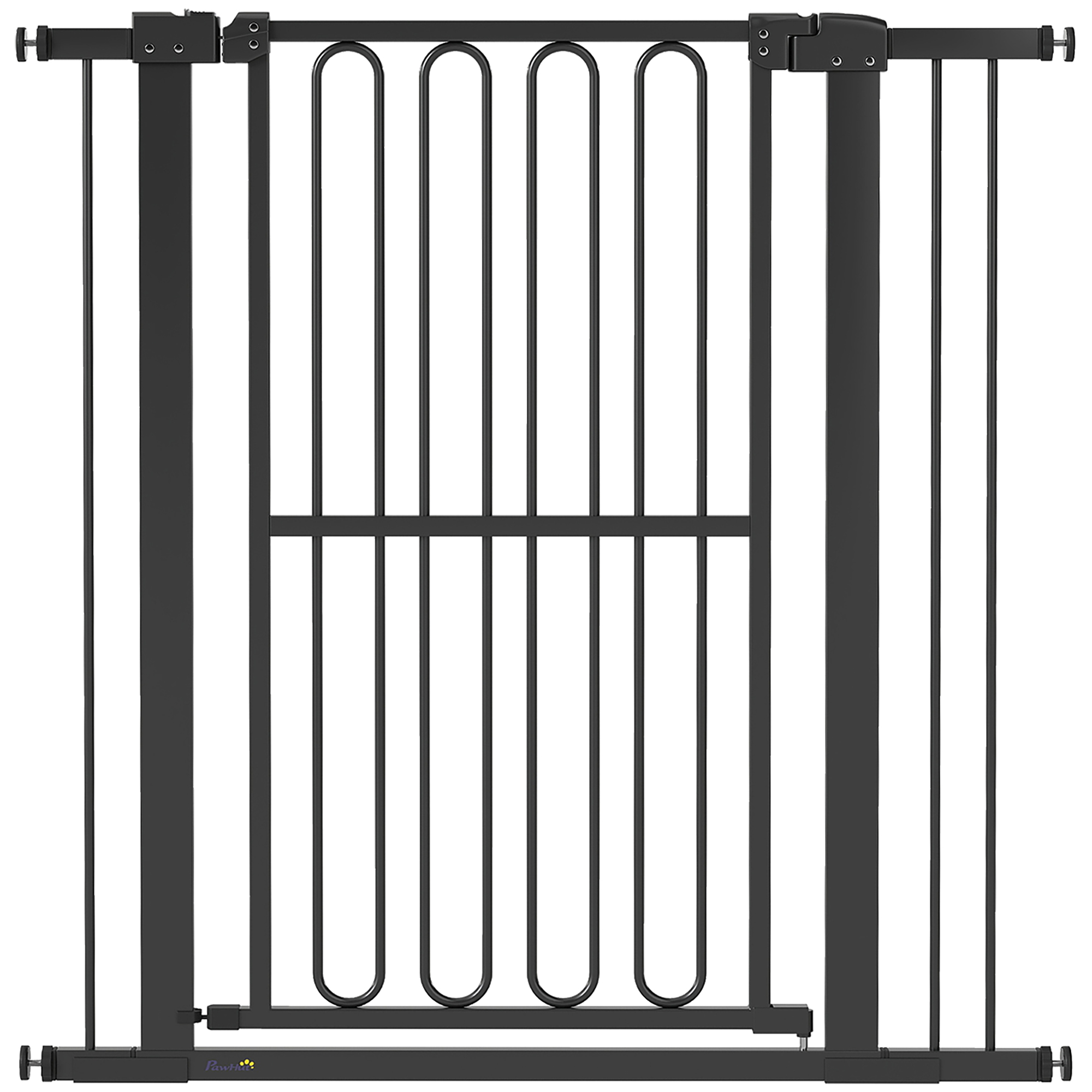 PawHut Treppenschutzgitter Türschutzgitter Absperrgitter ohne Bohren 76-104 cm Schutzgitter aus Stahl für Hunde, Haustiere Treppen, Tür, Schwarz Aosom