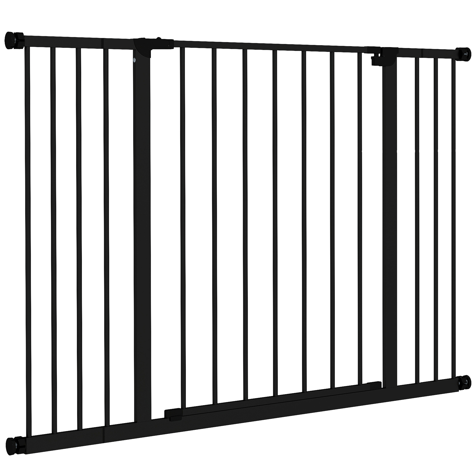 PawHut Türschutzgitter Treppenschutzgitter ohne Bohren Hunde Absperrgitter Haustier Hundegitter Klemmbefestigung Stahl Schwarz 76-107x76cm Aosom