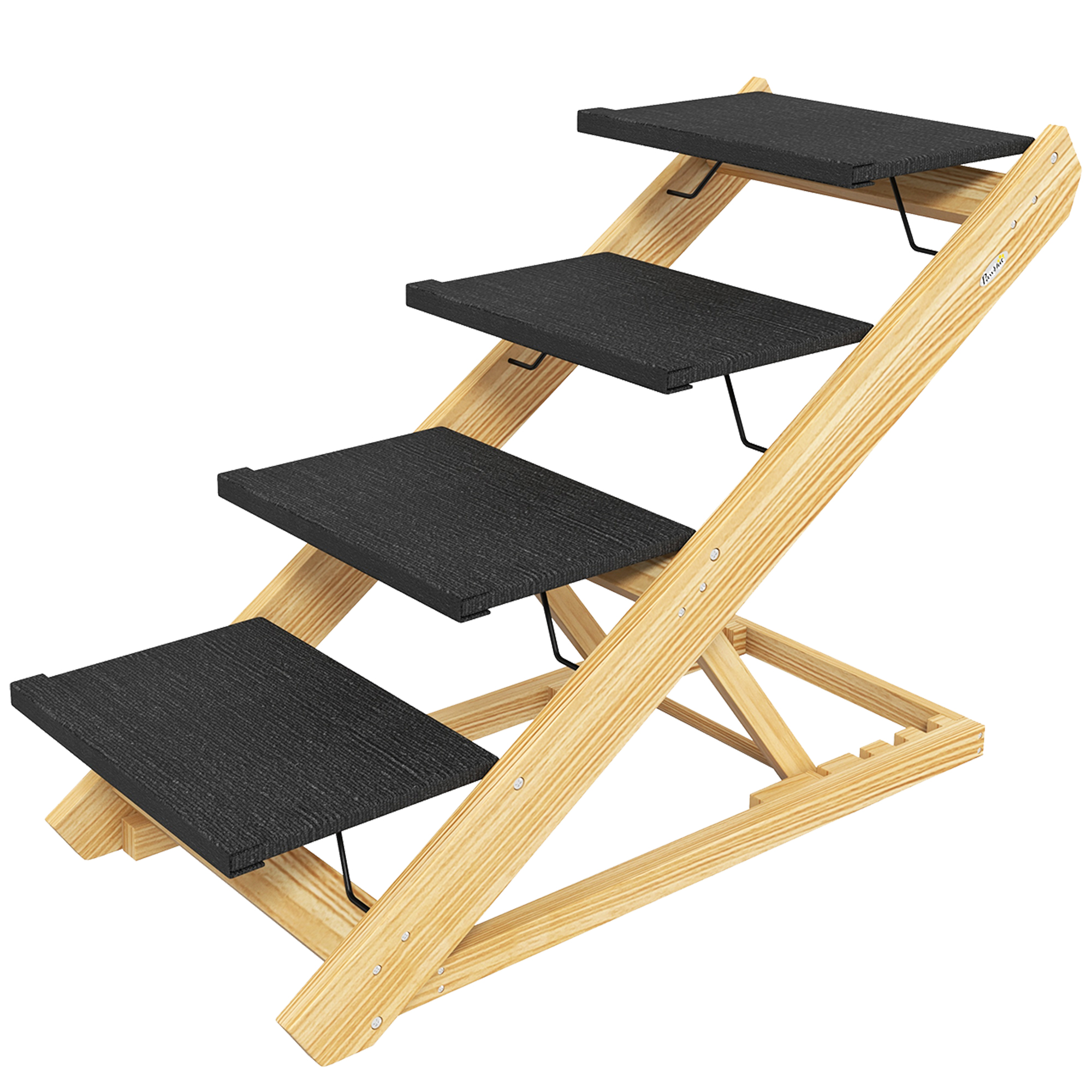 PawHut 2 in 1 Hundetreppe 4-stufig 62,5 cm höhenverstellbar klappbar Hunderampe mit rutschfester Oberfläche für Bett & Sofa Aosom.de