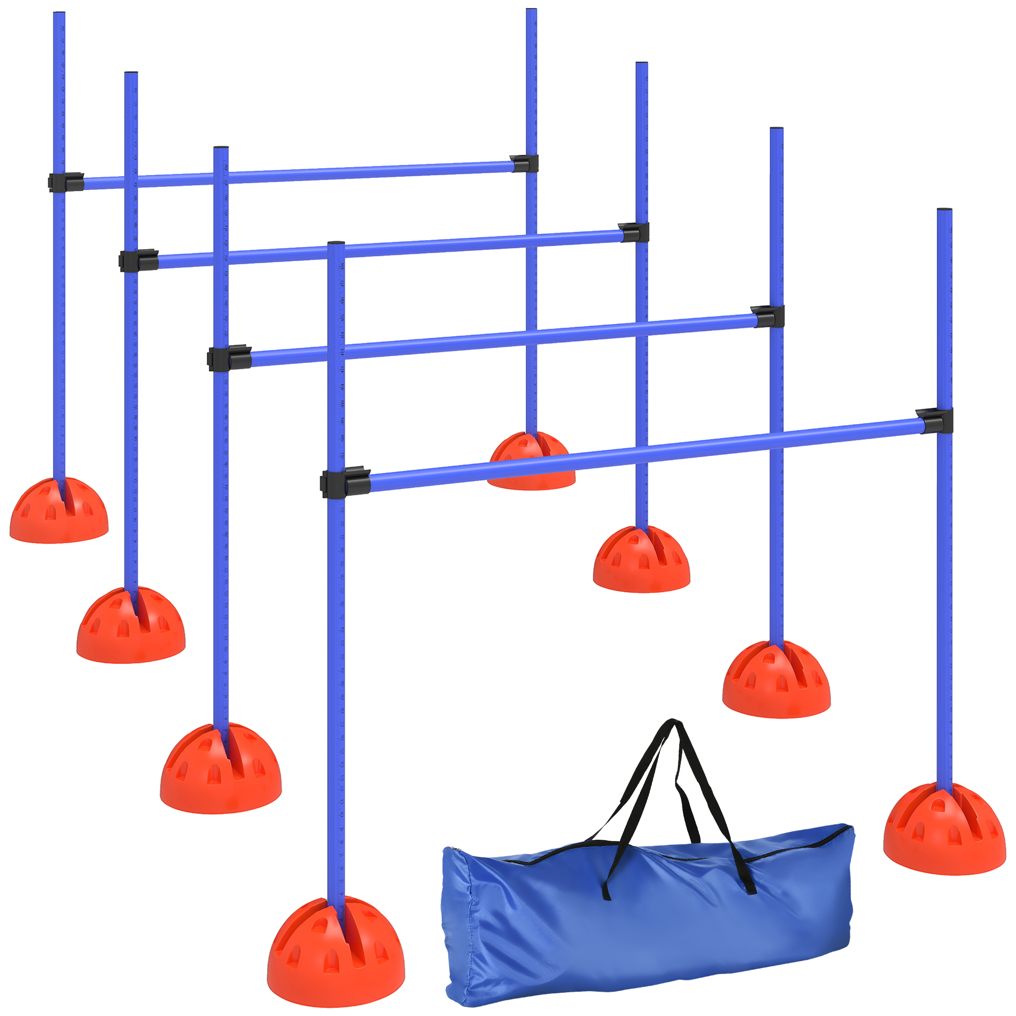 PawHut Agility Set Hunde 4-teiliges befüllbar Agility-Ausrüstung für Hundetraining Steckhürdenset mit höhenverstellbar Hürden Tragetasche Trainingszubehör Koordinationstraining für Spiele Training Aosom