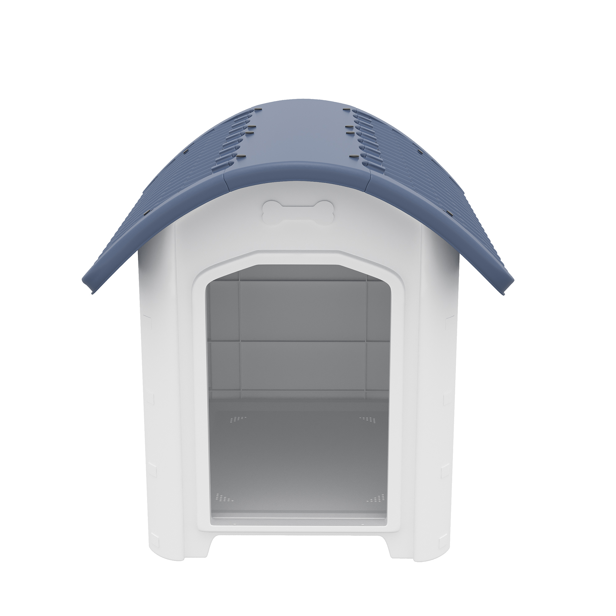 PawHut Außen-Hundehütte aus Polypropylen, wasserdicht, belüftet, Hundehütte für Außenbereich, erhöhter und abnehmbarer Boden, Lüftungsöffnungen, für Garten, Terrasse, Innenbereich, grau Aosom