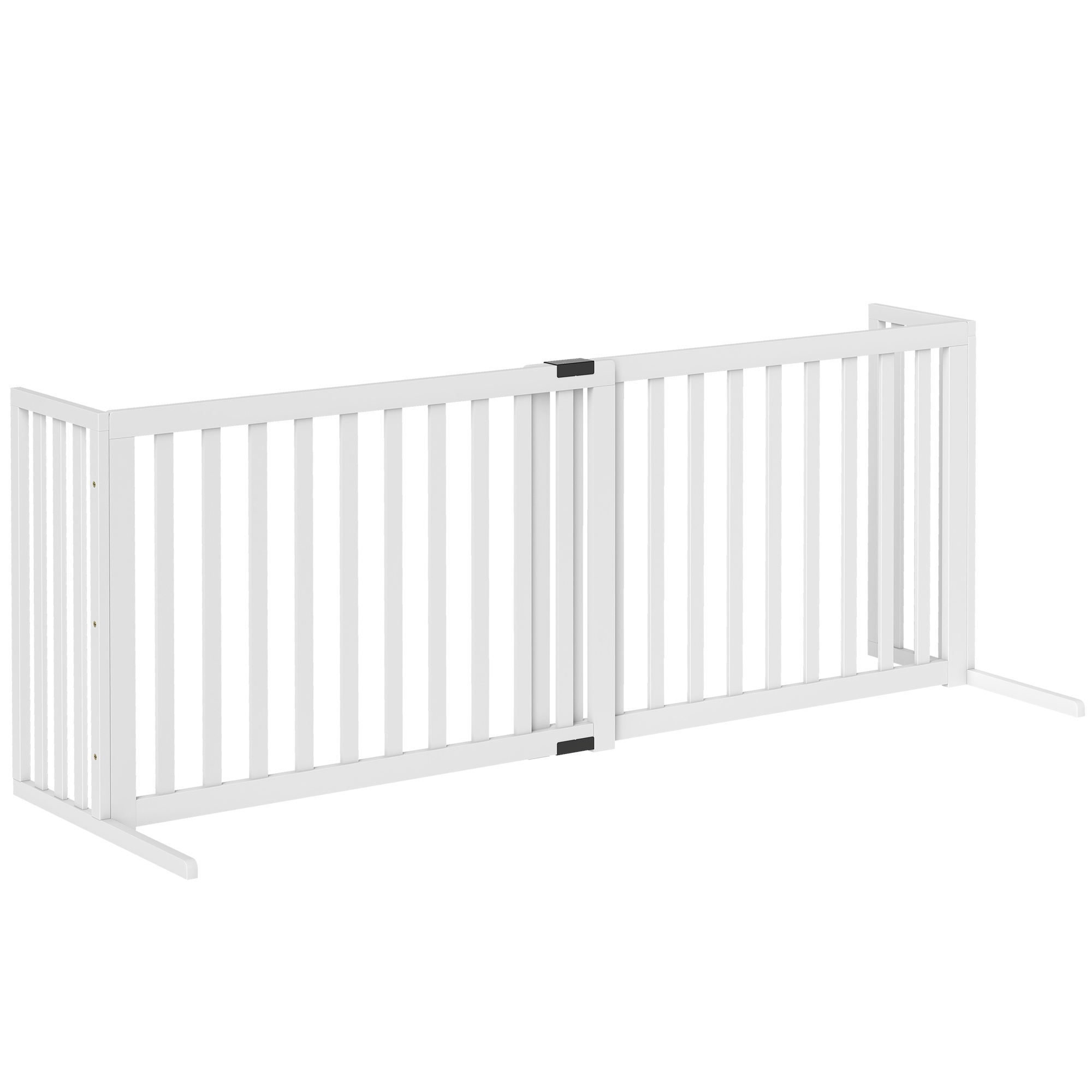 PawHut Ausziehbares, faltbares Sicherheitsgitter für Hunde 102-183 cm mit 2 abnehmbaren Stützen, Seitenteilen, Holzgitter für kleine und mittlere Hunde, Schutzbarriere für Treppen Aosom