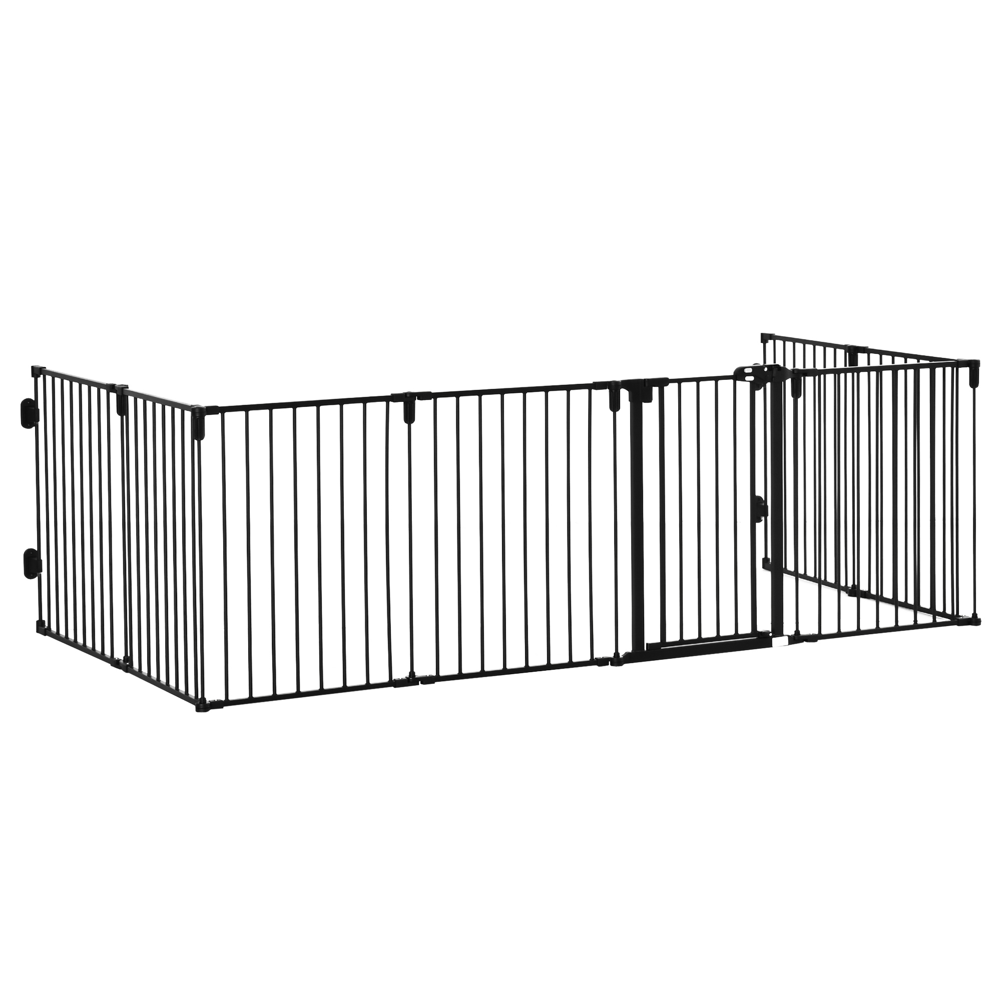 PawHut Haustiersperre Sicherheitszaun Kaminpark Gehege Hund faltbar modular 8 Panels mit Tür ohne Bohren 482,5 x 76 cm Aosom