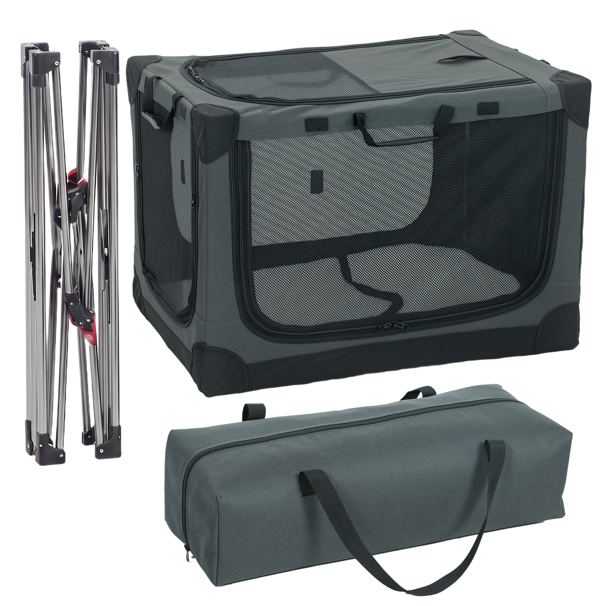 PawHut Hundebox faltbar Hundetransportbox mit Kissen abnehmbarer waschbarer Bezug atmungsaktiv Transportbox aus 600D Oxford-Gewebe Hundetasche für Katzen & Hunde bis 31kg für Reise & Auto Armeegrün Aosom