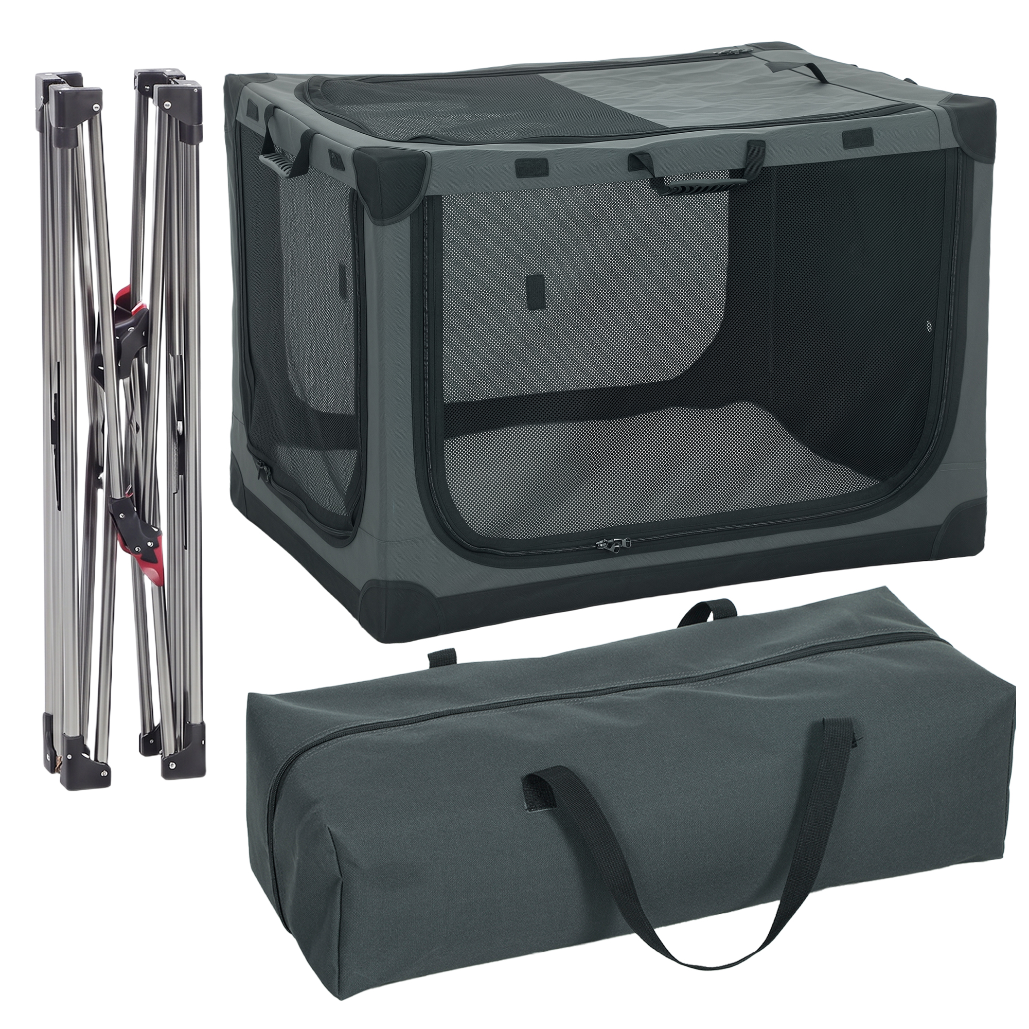 PawHut Hundebox faltbar Hundetransportbox mit Kissen abnehmbarer waschbarer Bezug atmungsaktiv Transportbox aus 600D Oxford-Gewebe Hundetasche für Katzen & Hunde bis 38kg für Reise & Auto Armeegrün Aosom
