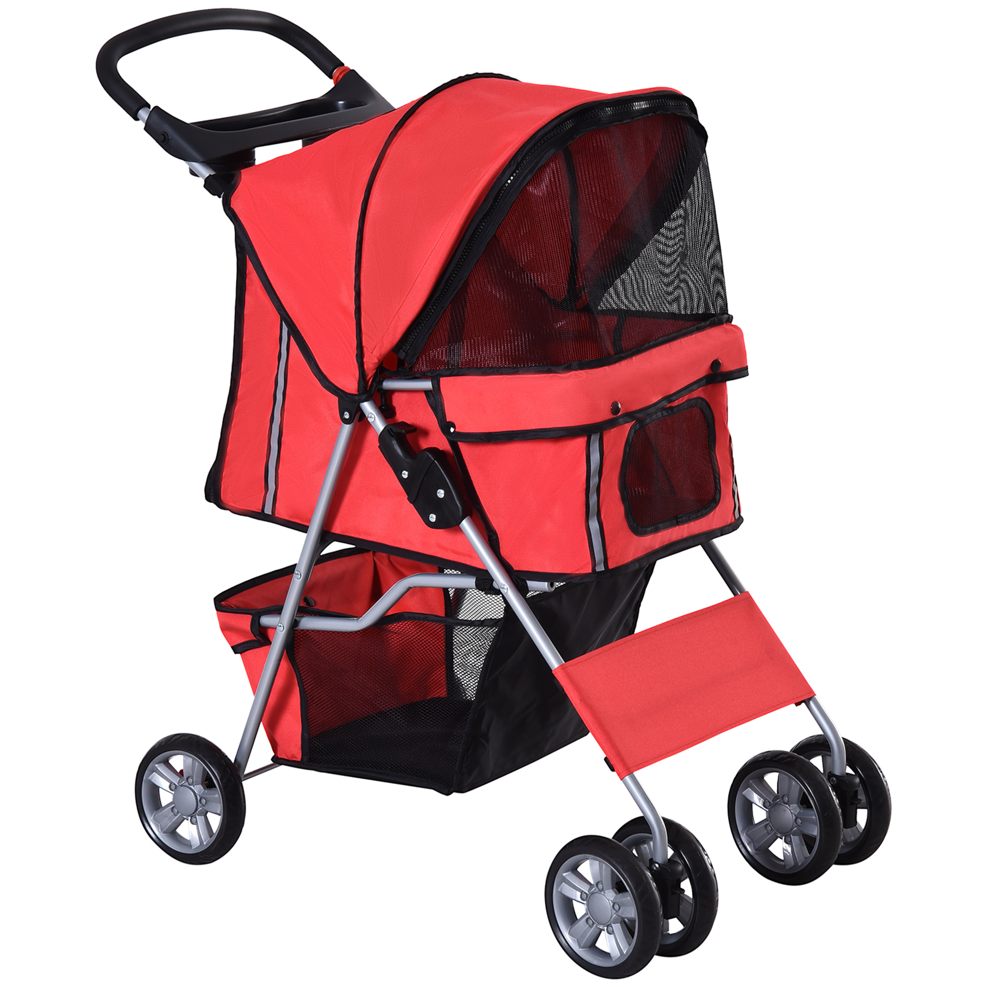 PawHut Hundebuggy Hundewagen in Rot, Hundekinderwagen Buggy Stroller Jogger Anhänger, Leicht & Faltbar Aosom