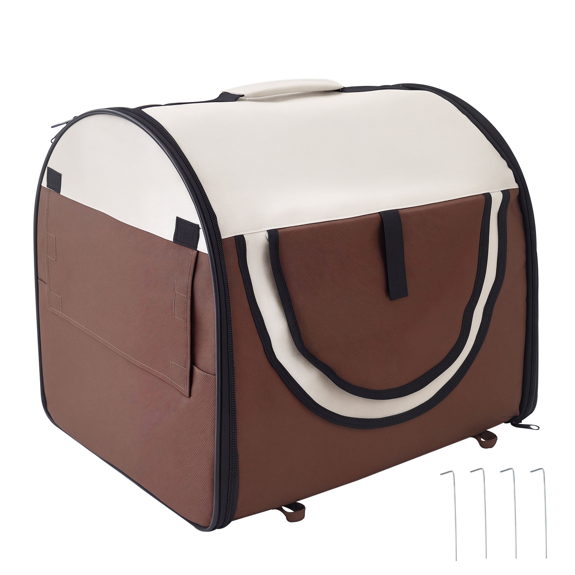 PawHut Hundetransportbox Faltbarer Haustierrucksack mit Kissen, wasserdicht, Oxfordstoff, Kaffee, 61x46x51 cm Aosom