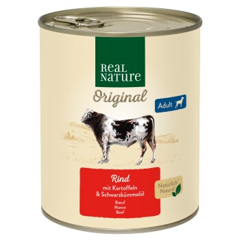 REAL NATURE Nassfutter Hund Adult Rind mit Kartoffel 12x800 g
