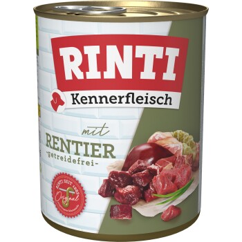 RINTI Kennerfleisch Nassfutter Hund, Adult, Dose, Rentier 24x800 g