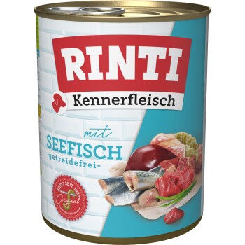 RINTI Kennerfleisch Nassfutter Hund, Adult, Dose, Seefisch 12x800 g